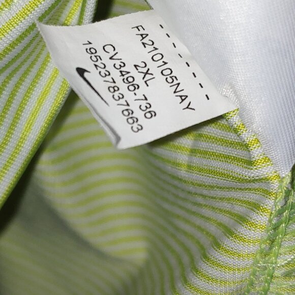 Nike Dri-Fit Player Control Striped Golf Polo Shirt Size XXL Lime Green - Picture 6 of 8